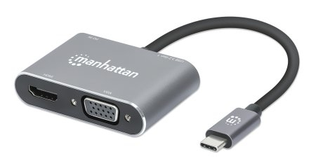 INTELLINET/MANHATTAN USB-C to HDMI & VGA 4-in-1 Docking Converter with Power Delivery