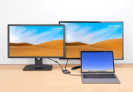 INTELLINET/MANHATTAN USB-C to HDMI & VGA 4-in-1 Docking Converter with Power Delivery