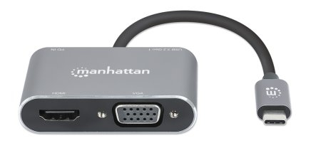 INTELLINET/MANHATTAN USB-C to HDMI & VGA 4-in-1 Docking Converter with Power Delivery