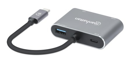 INTELLINET/MANHATTAN USB-C to HDMI & VGA 4-in-1 Docking Converter with Power Delivery