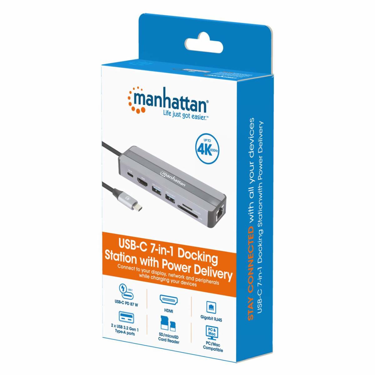 INTELLINET/MANHATTAN USB-C 7-in-1 Docking Station with Power Delivery