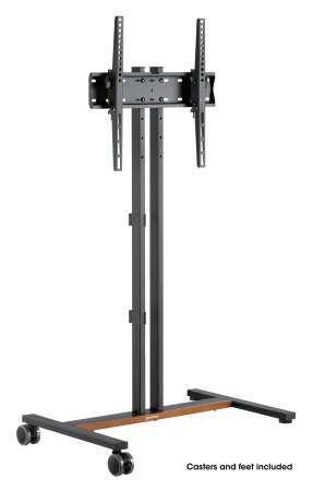 INTELLINET/MANHATTAN TV Cart - 1 TV - Tilt/Height-Adjustable - 34 to 55in - Black/Brown
