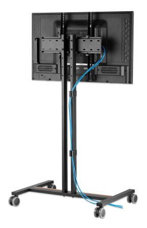 INTELLINET/MANHATTAN TV Cart - 1 TV - Tilt/Height-Adjustable - 34 to 55in - Black/Brown