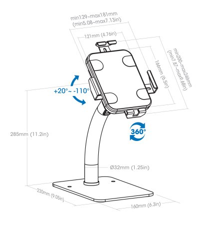 INTELLINET/MANHATTAN Tablet/iPad Stand - Desk - Anti-Theft - 7.9 to 11in - White