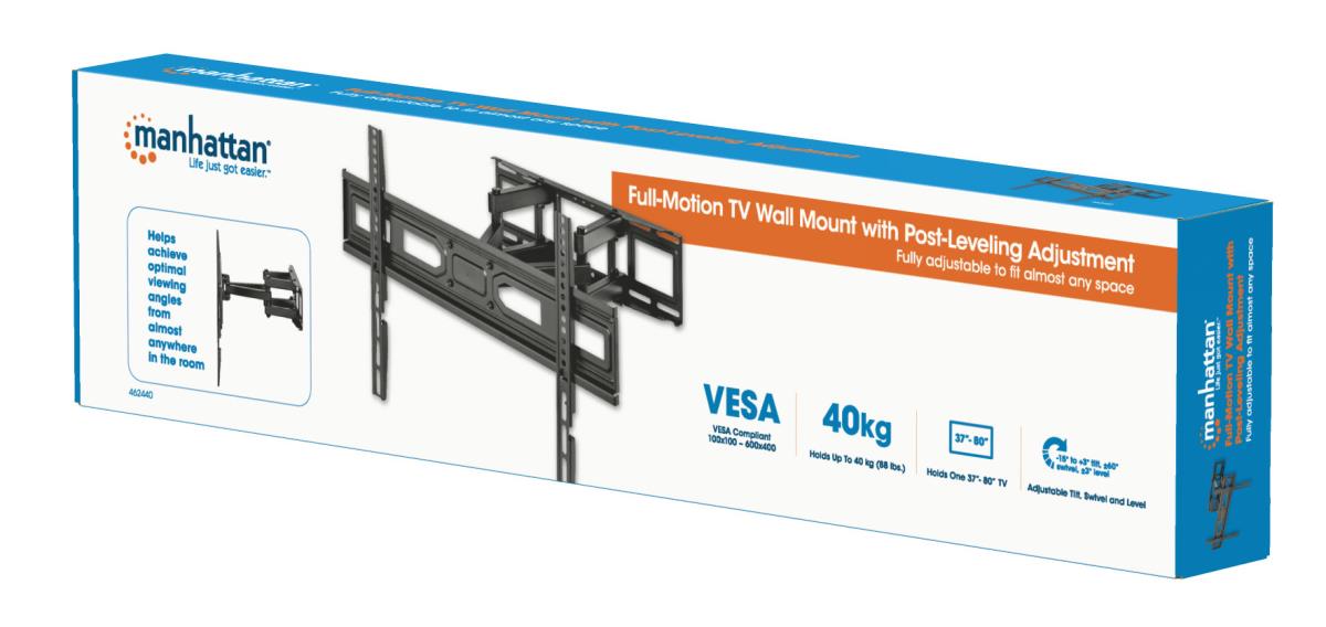 INTELLINET/MANHATTAN Monitor Mount - Wall - 1 Monitor - Full Motion - 37 to 80in