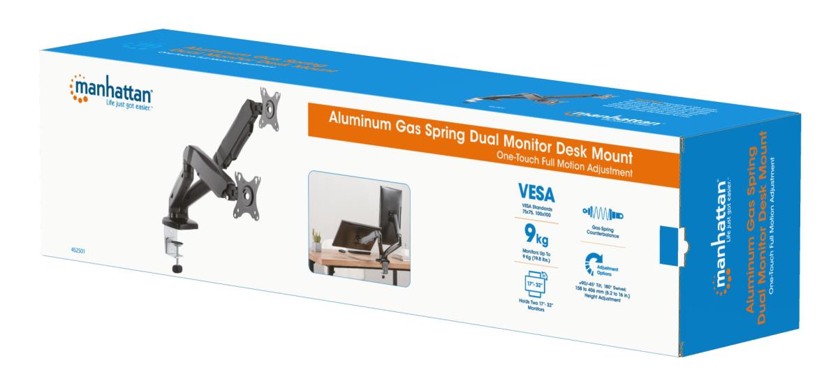 INTELLINET/MANHATTAN Monitor Mount - Desk - 2 Monitors - Full Motion - 17 to 32in