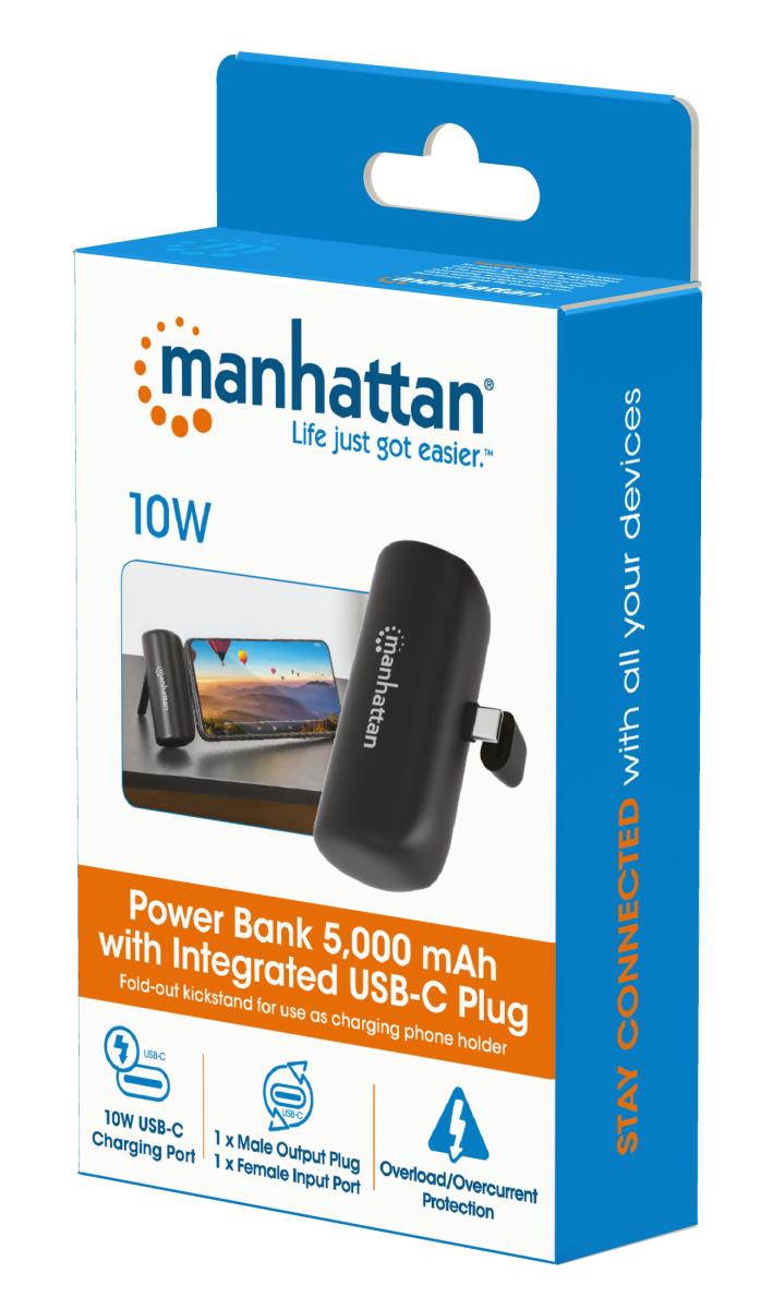 INTELLINET/MANHATTAN Power Bank 5000mAh with Integrated USB-C Plug - 10W