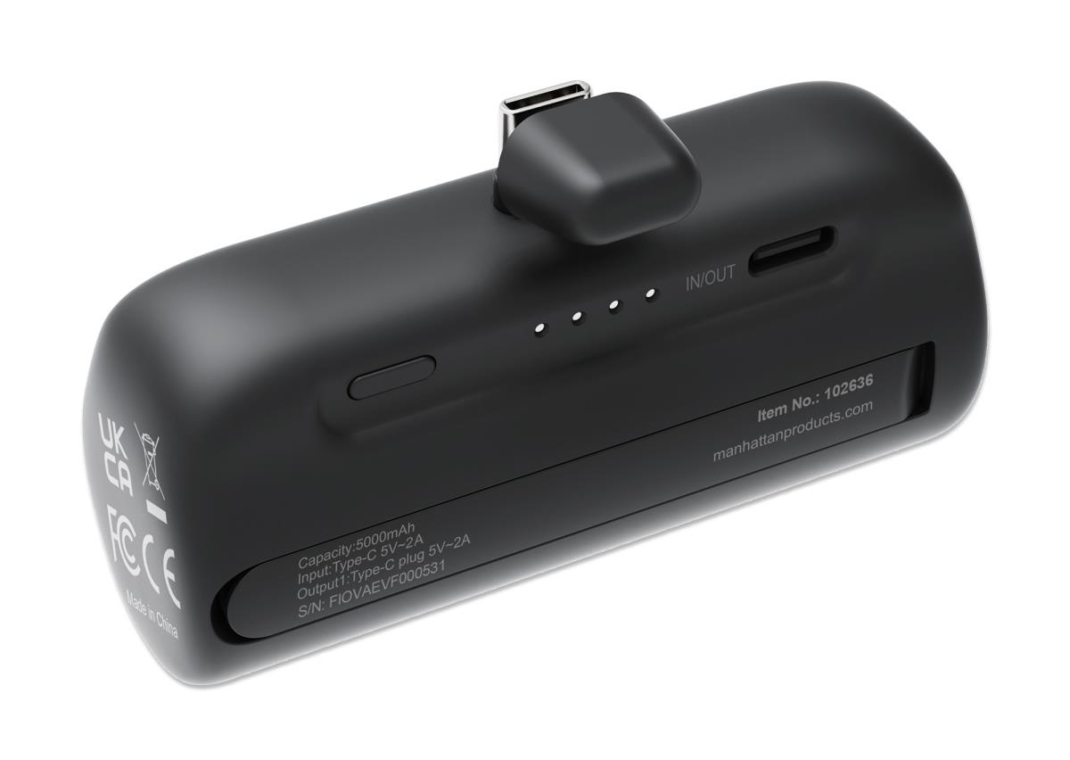 INTELLINET/MANHATTAN Power Bank 5000mAh with Integrated USB-C Plug - 10W