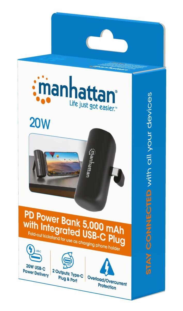 INTELLINET/MANHATTAN Power Bank 5000mAh with Integrated USB-C Plug - 20W