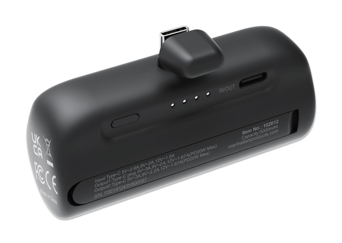INTELLINET/MANHATTAN Power Bank 5000mAh with Integrated USB-C Plug - 20W