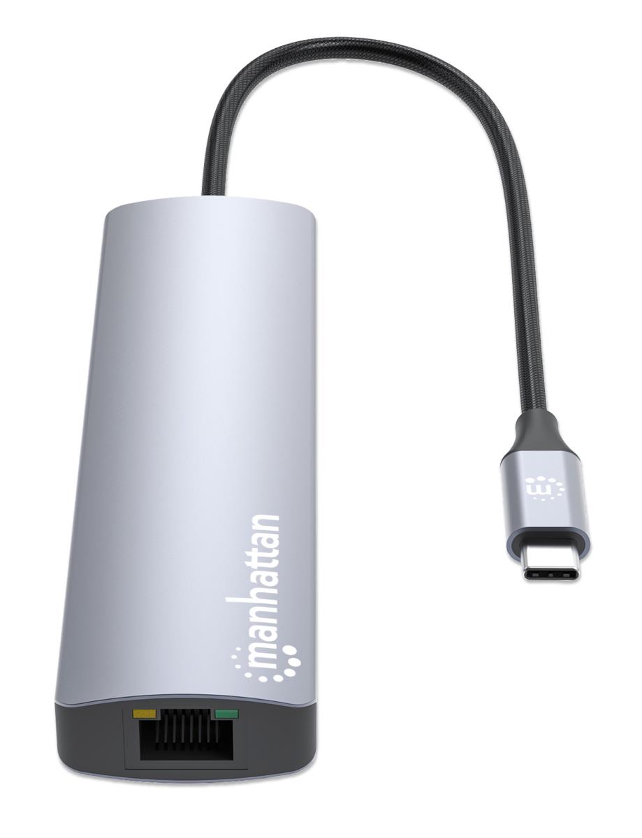 INTELLINET/MANHATTAN USB-C DOCK/HUB Ports (x6): Ethernet, HDMI, USB-A (x3)