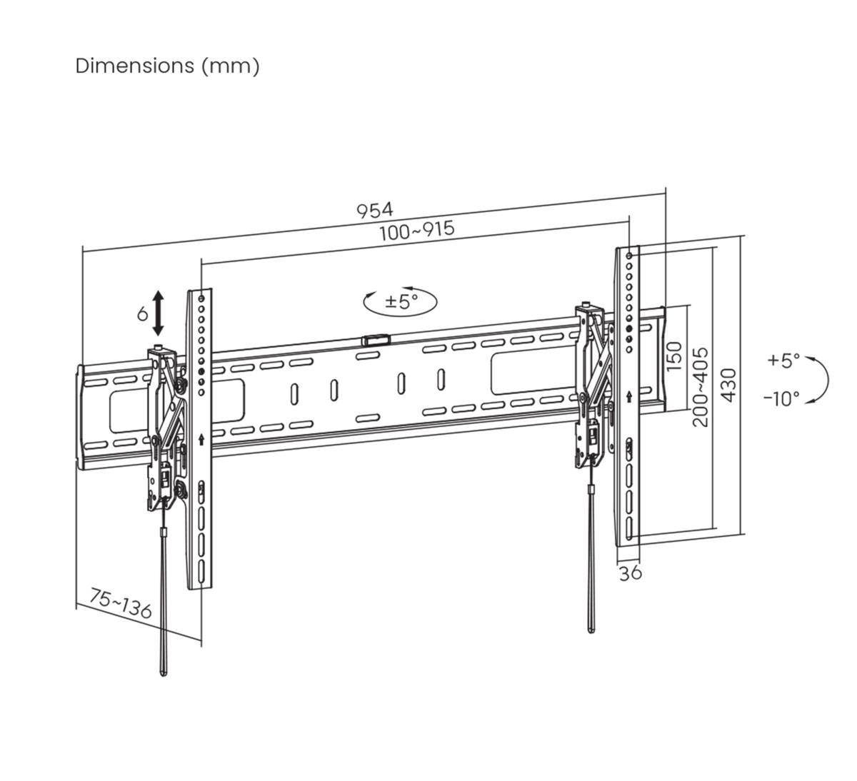 INTELLINET/MANHATTAN Monitor Mount - Wall - 1 Monitor - Tilt - 43 to 90in