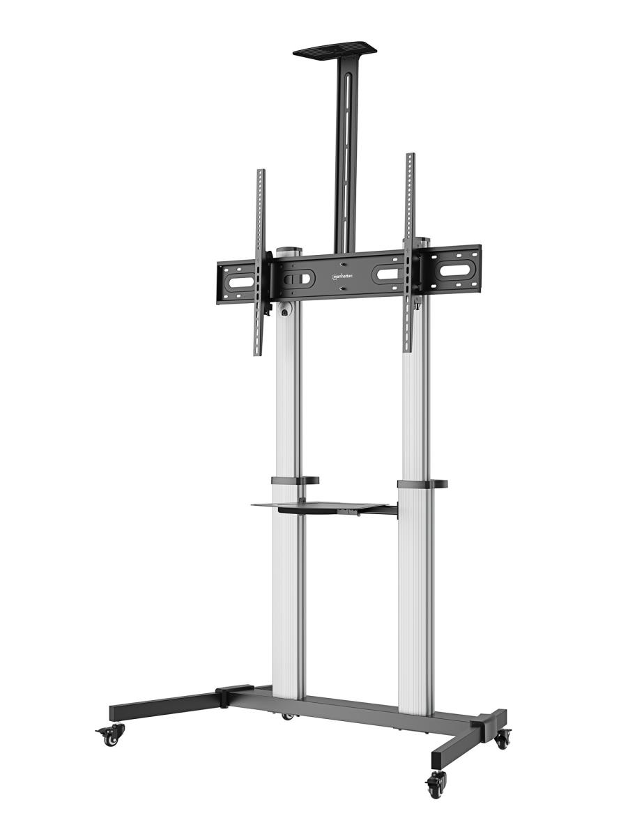 INTELLINET/MANHATTAN TV Cart - 1 TV - Tilt/Height-Adjustable - 60 to 100in - Silver/Black