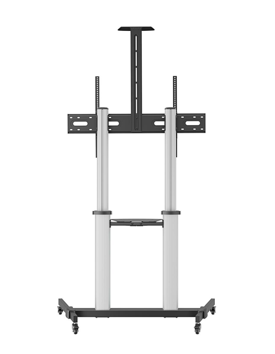 INTELLINET/MANHATTAN TV Cart - 1 TV - Tilt/Height-Adjustable - 60 to 100in - Silver/Black