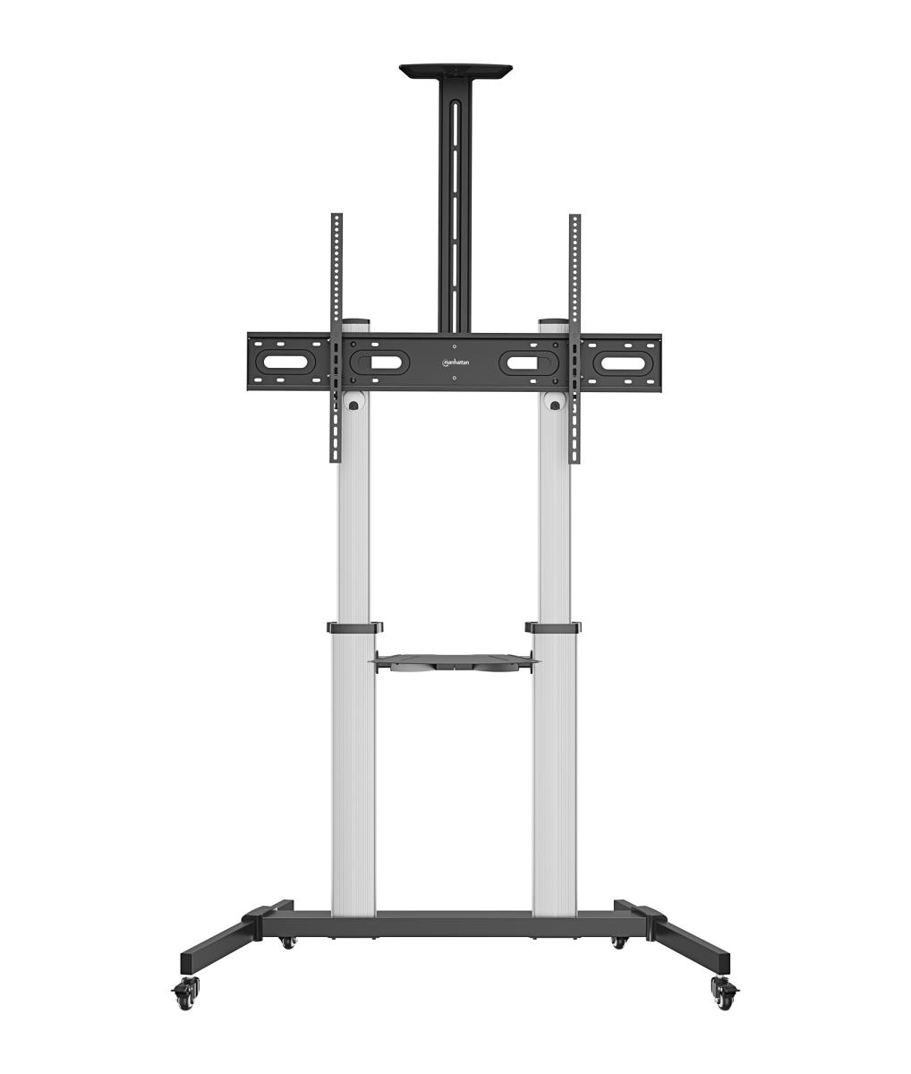 INTELLINET/MANHATTAN TV Cart - 1 TV - Tilt/Height-Adjustable - 60 to 100in - Silver/Black