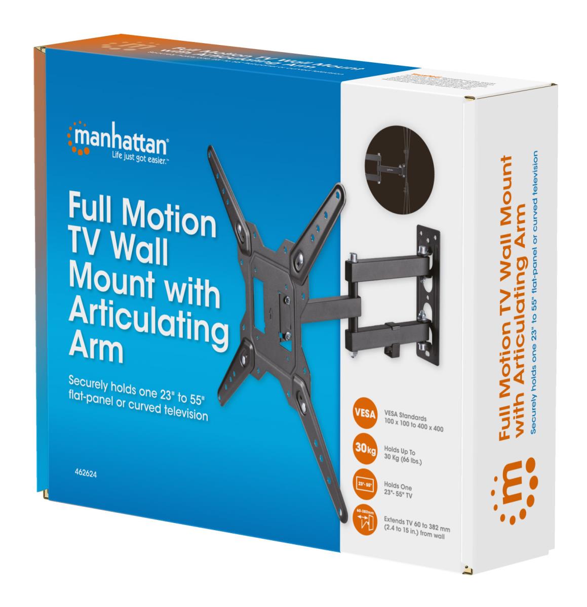 INTELLINET/MANHATTAN Monitor Mount - Wall - 1 Monitor - Full Motion - 23 to 55in