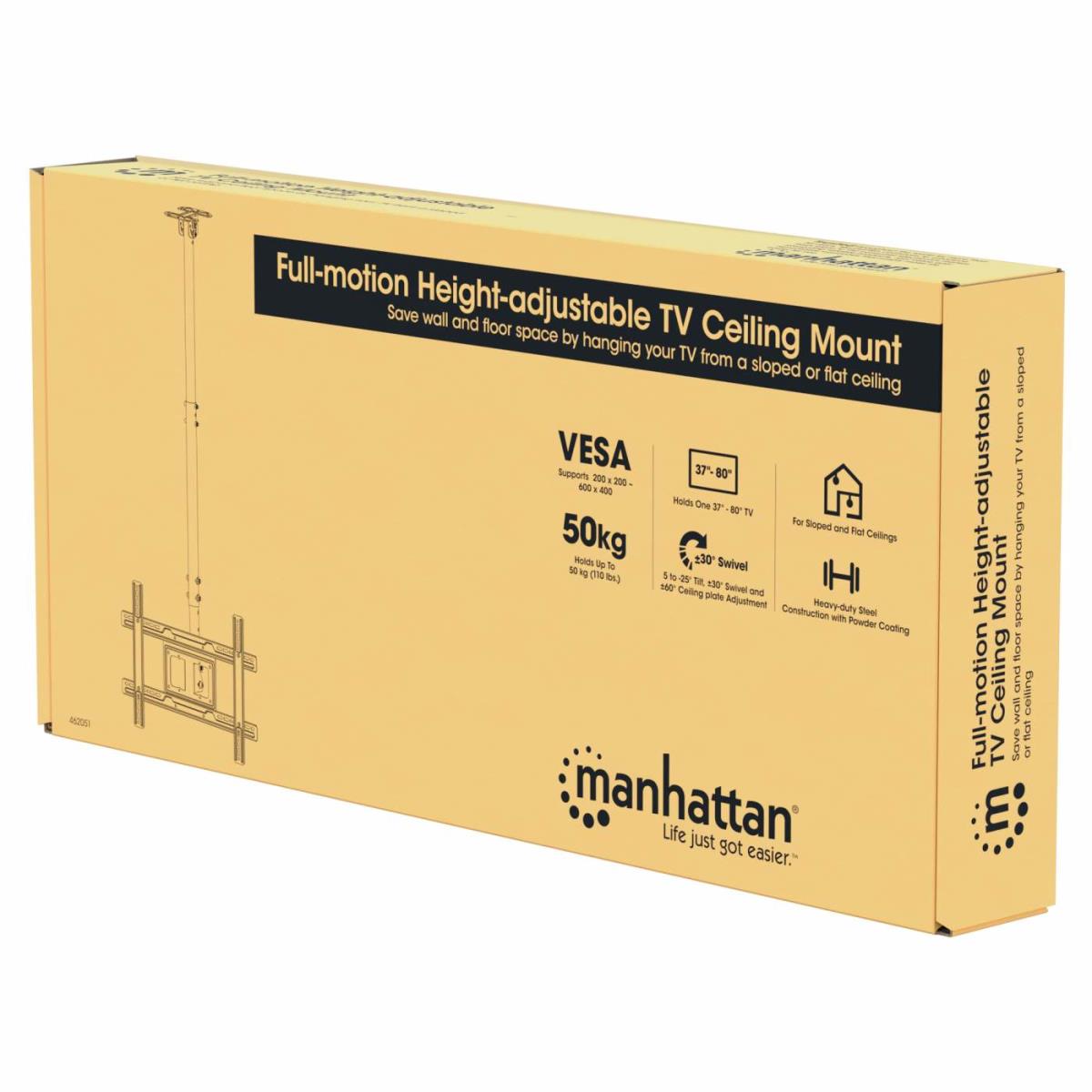 INTELLINET/MANHATTAN Monitor Mount - Ceiling - 1 Monitor - Full Motion - 32 to 80in