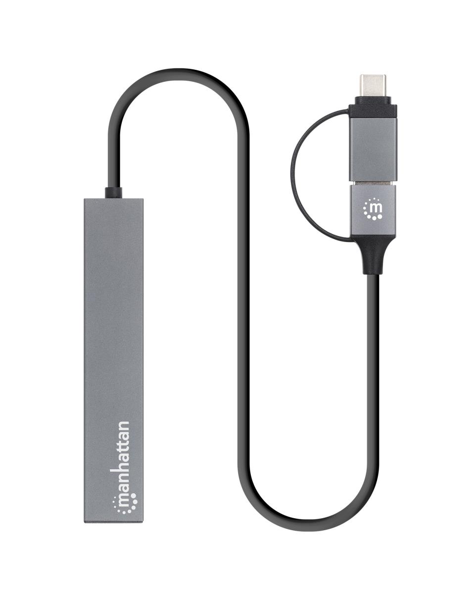 INTELLINET/MANHATTAN Type-C / Type-A Combo Hub, 4-Port USB 3.0