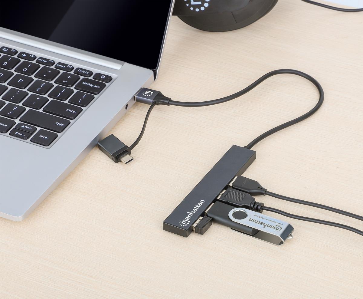 INTELLINET/MANHATTAN Type-C / Type-A Combo Hub, 4-Port USB 3.0