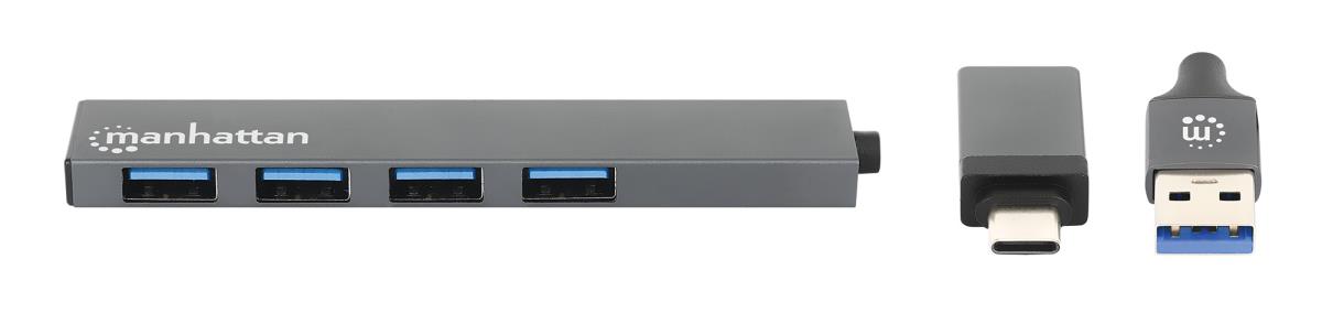 INTELLINET/MANHATTAN Type-C / Type-A Combo Hub, 4-Port USB 3.0