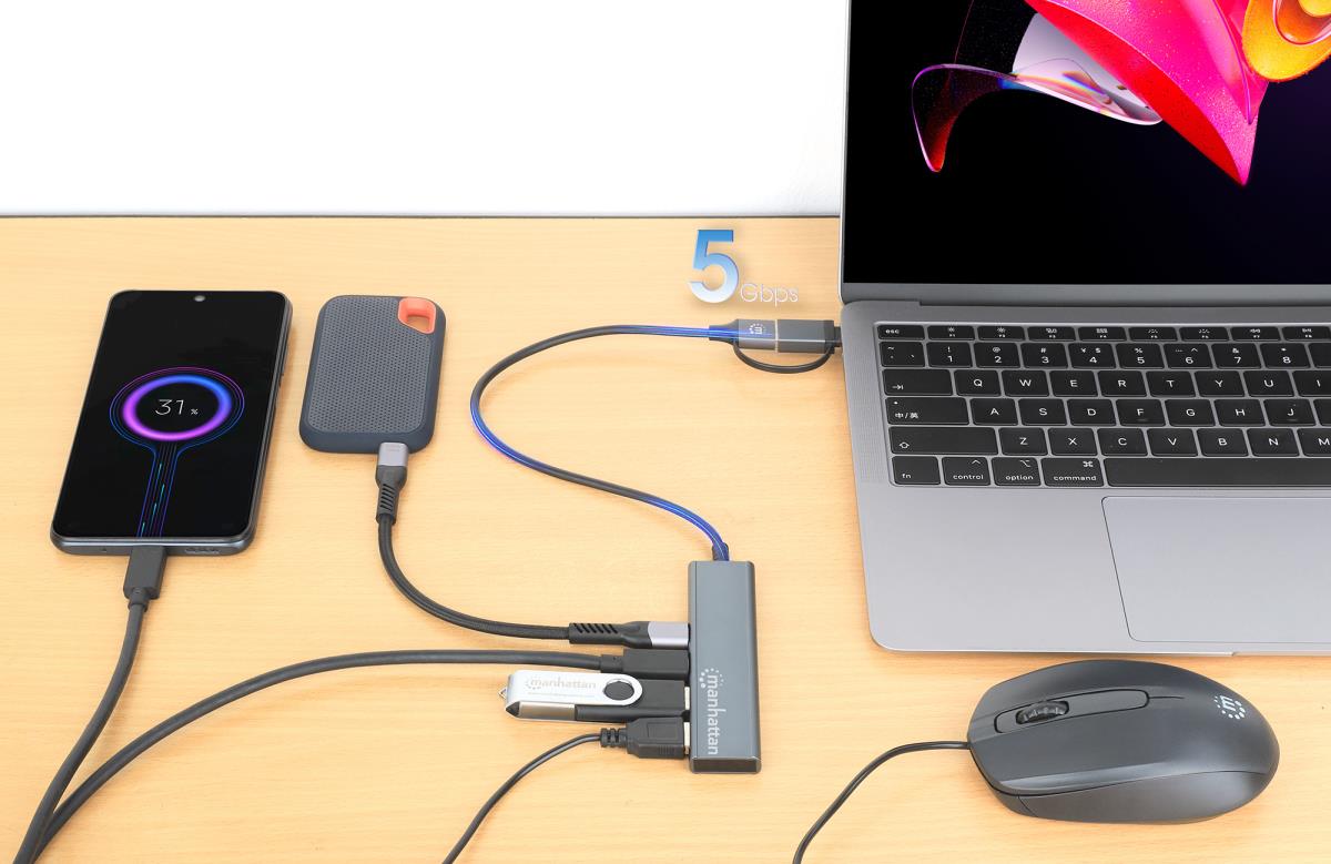 INTELLINET/MANHATTAN Type-C / Type-A Combo Hub 2x2 4-Port USB 3.0