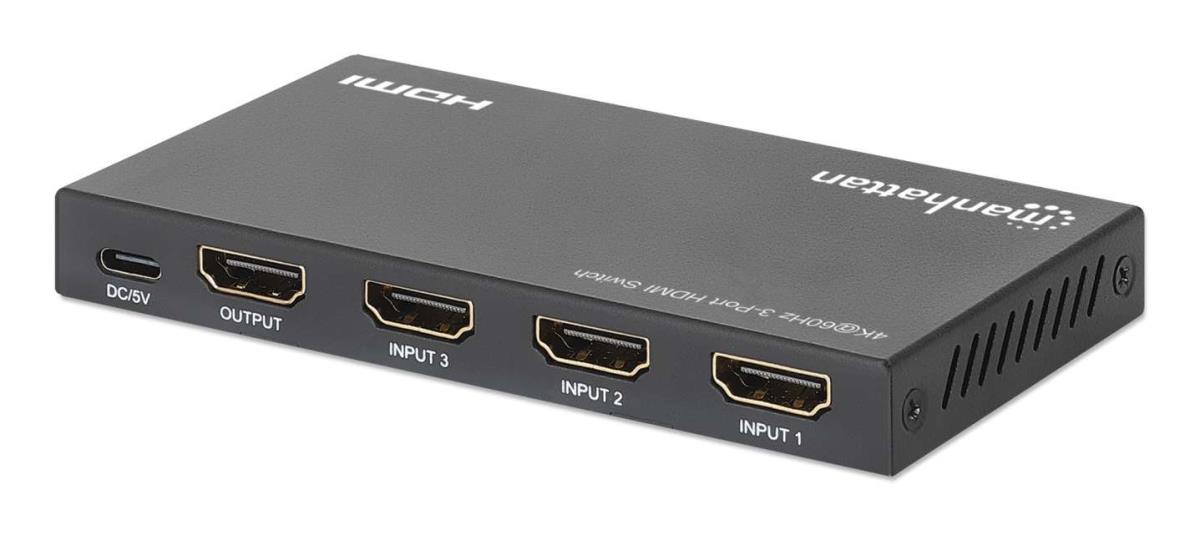 INTELLINET/MANHATTAN HDMI Switch - 4K 60Hz - 3-Port
