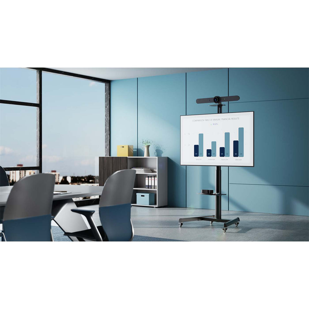 INTELLINET/MANHATTAN TV Cart - 1 TV - Tilt/Height-Adjustable - 37 to 86in - Black