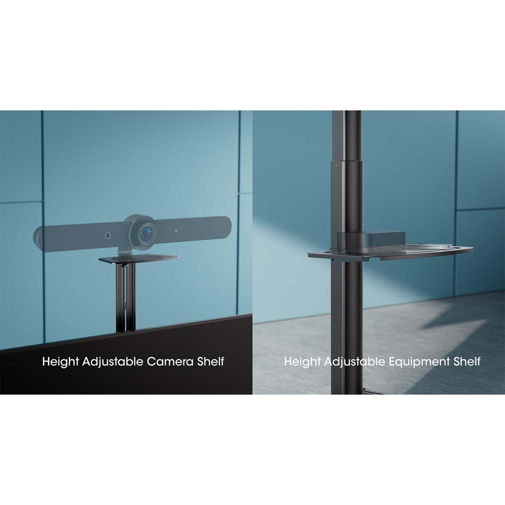 INTELLINET/MANHATTAN TV Cart - 1 TV - Tilt/Height-Adjustable - 37 to 86in - Black