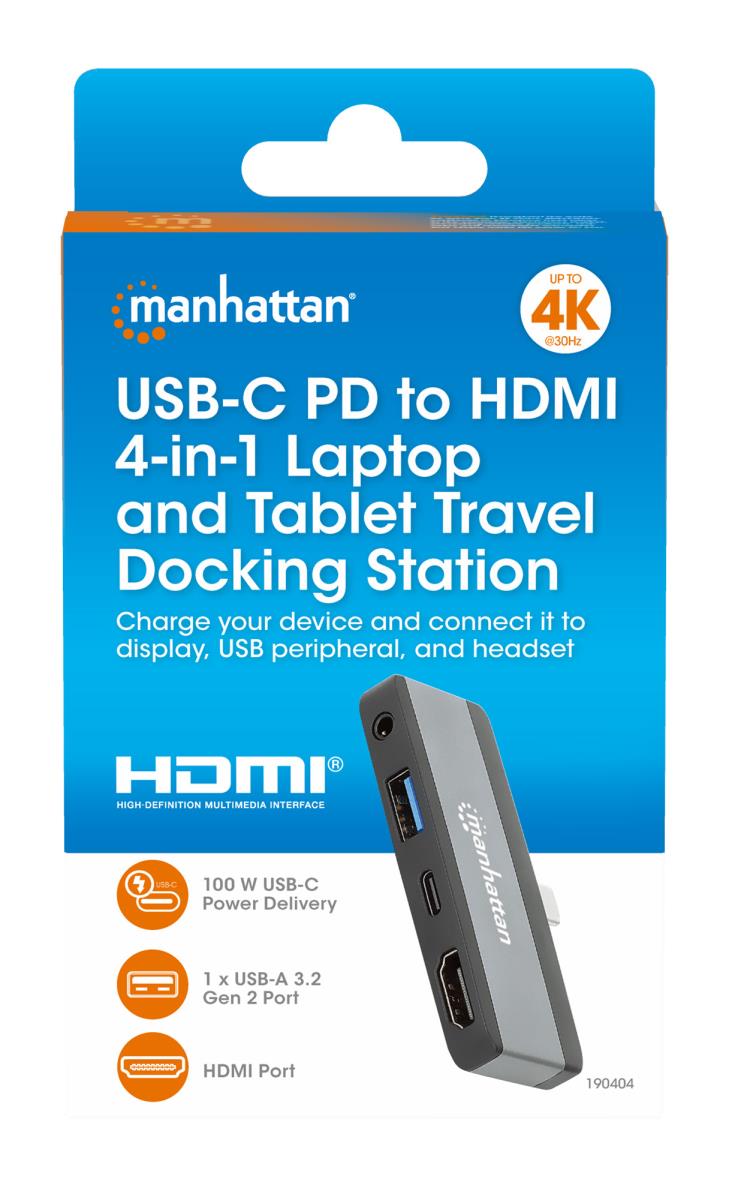 INTELLINET/MANHATTAN USB-C PD to HDMI 4-in-1 Laptop and Tablet Travel Docking Station