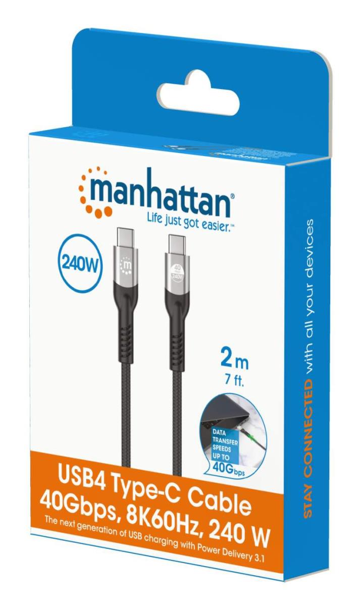 INTELLINET/MANHATTAN USB4 Type-C 40 Gbps 8K Video and 240 W EPR Charging Cable / PD 3.1