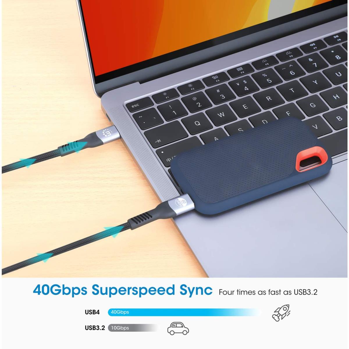 INTELLINET/MANHATTAN USB4 Type-C 40 Gbps 8K Video and 240 W EPR Charging Cable / PD 3.1