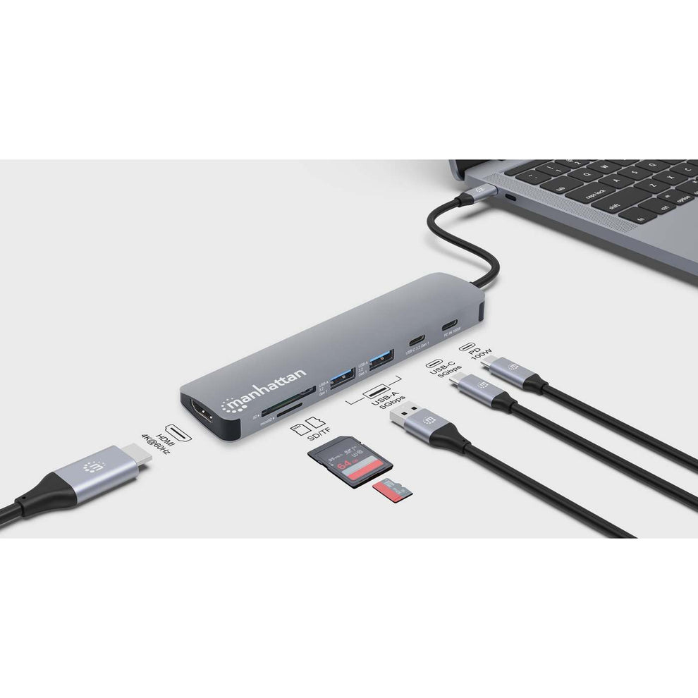 INTELLINET/MANHATTAN USB-C PD 7-in-1 HDMI 4K Docking Station / Multiport Hub