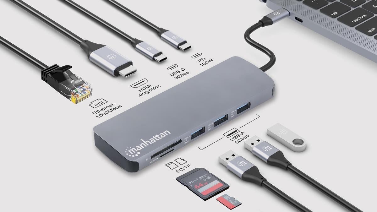 INTELLINET/MANHATTAN USB-C PD 9-in-1 HDMI 4K Docking Station / Multiport Hub
