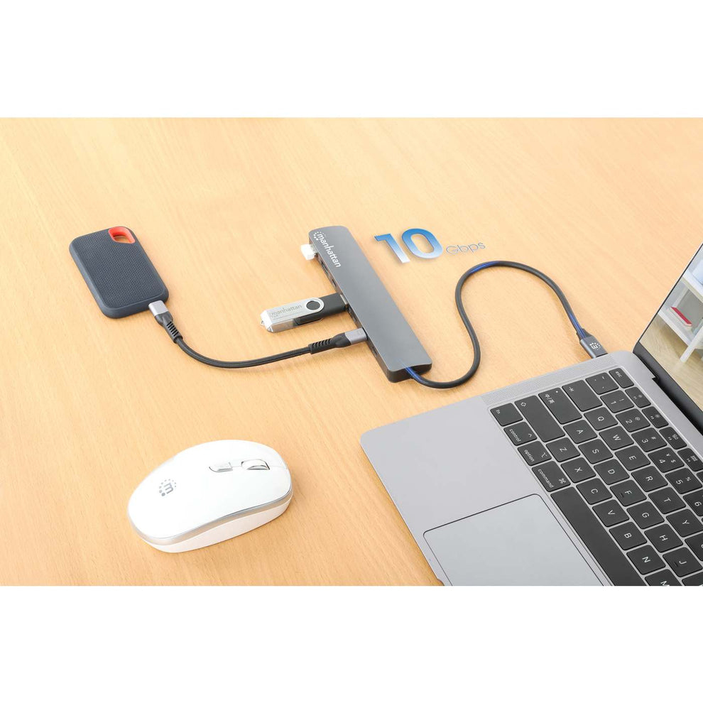 INTELLINET/MANHATTAN 10G/5G USB-C / USB-A Hub 4+3 7-Port with Power Delivery