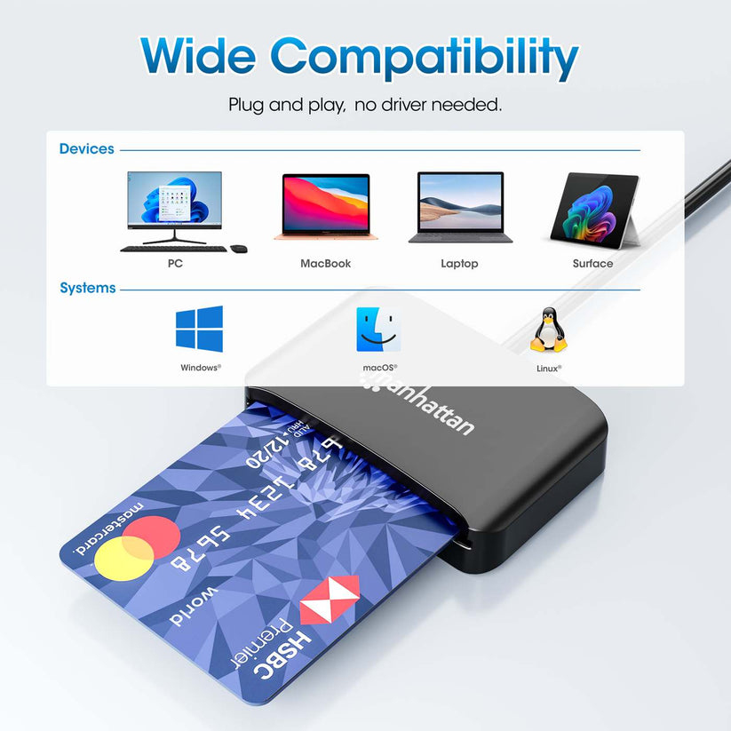 INTELLINET/MANHATTAN USB-C Smart Card Reader with microSD Slot