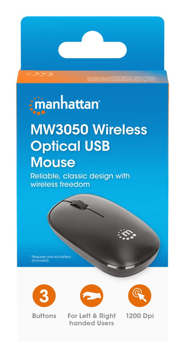 INTELLINET/MANHATTAN Wireless Mouse - MW3050 - Optical - USB - Black