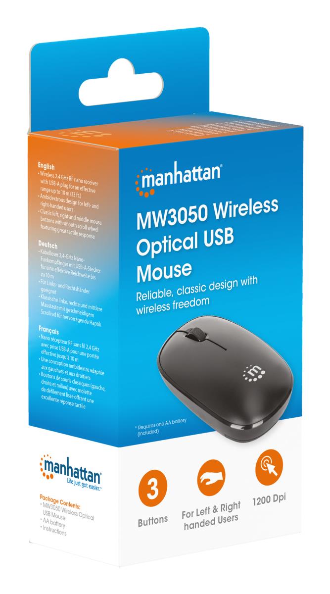 INTELLINET/MANHATTAN Wireless Mouse - MW3050 - Optical - USB - Black