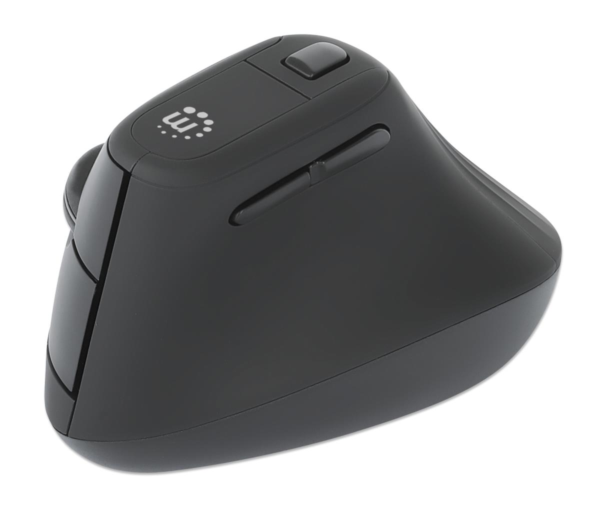 INTELLINET/MANHATTAN Vertical Ergonomic Wireless Mouse - Optical - USB - Black