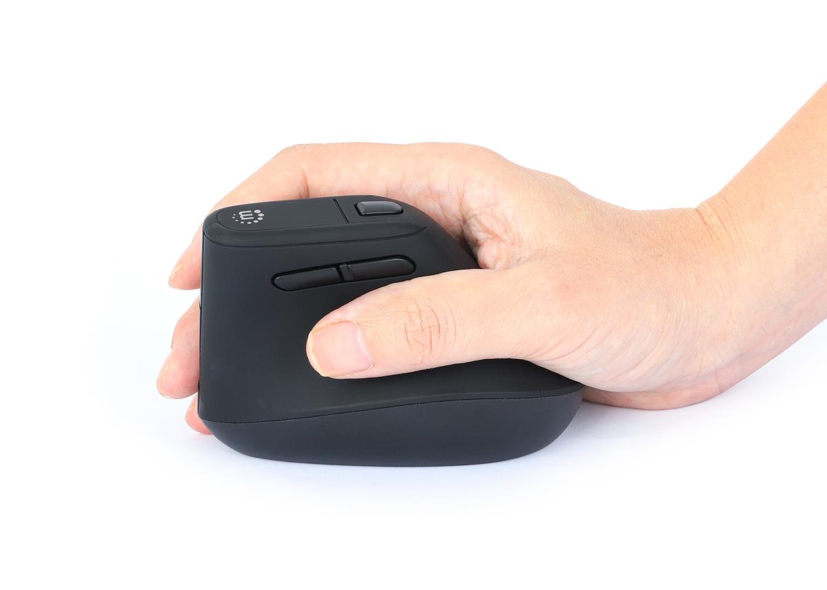 INTELLINET/MANHATTAN Vertical Ergonomic Wireless Mouse - Optical - USB - Black