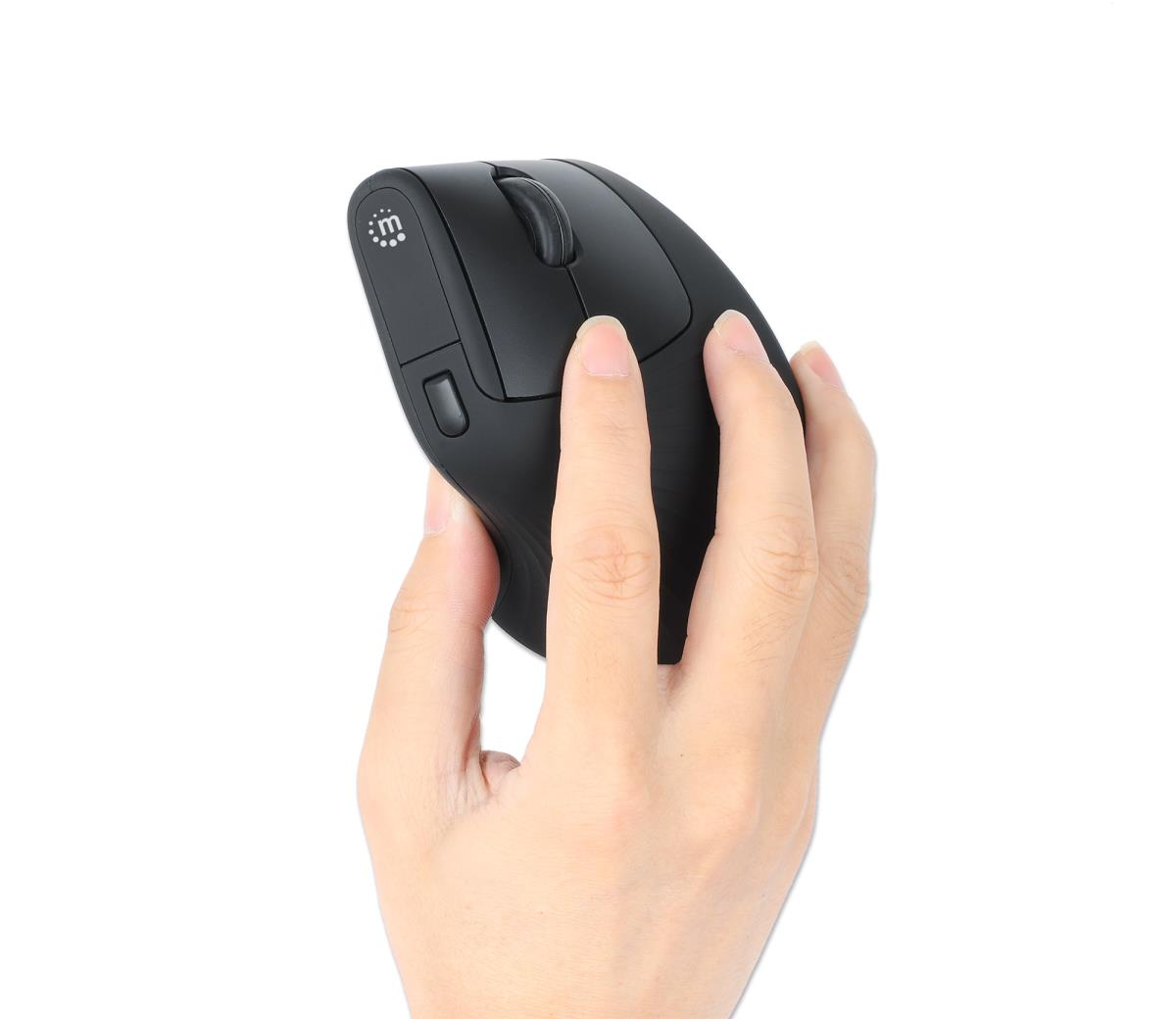 INTELLINET/MANHATTAN Vertical Ergonomic Wireless Mouse - Optical - USB - Black