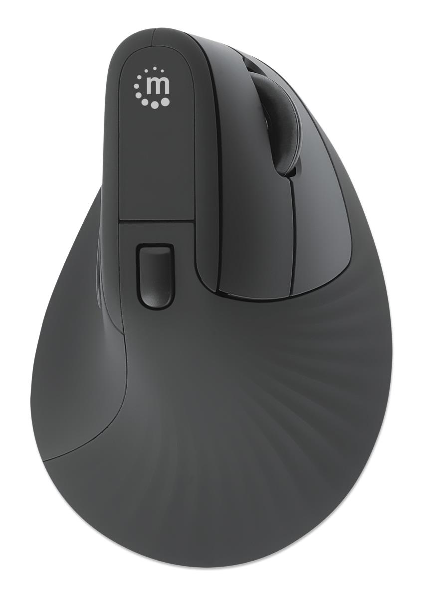 INTELLINET/MANHATTAN Vertical Ergonomic Wireless Mouse - Optical - USB - Black
