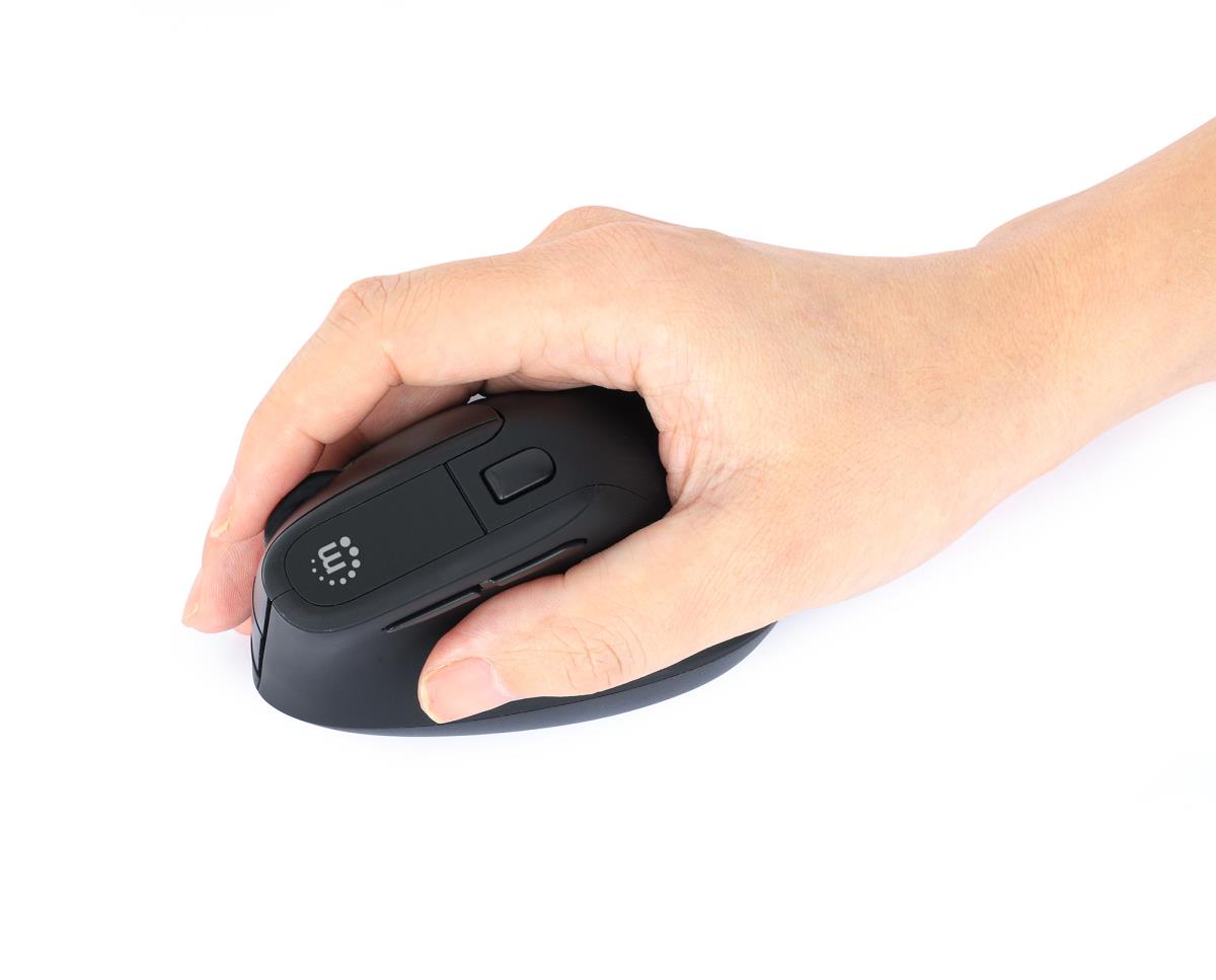 INTELLINET/MANHATTAN Vertical Ergonomic Wireless Mouse - Optical - USB - Black