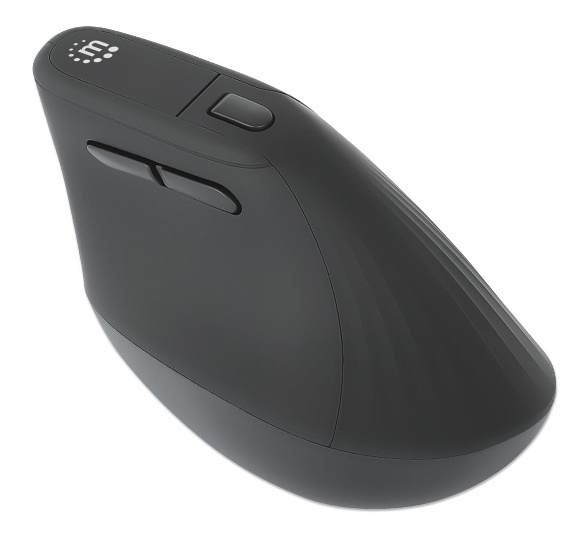 INTELLINET/MANHATTAN Vertical Ergonomic Wireless Mouse - Optical - USB - Black