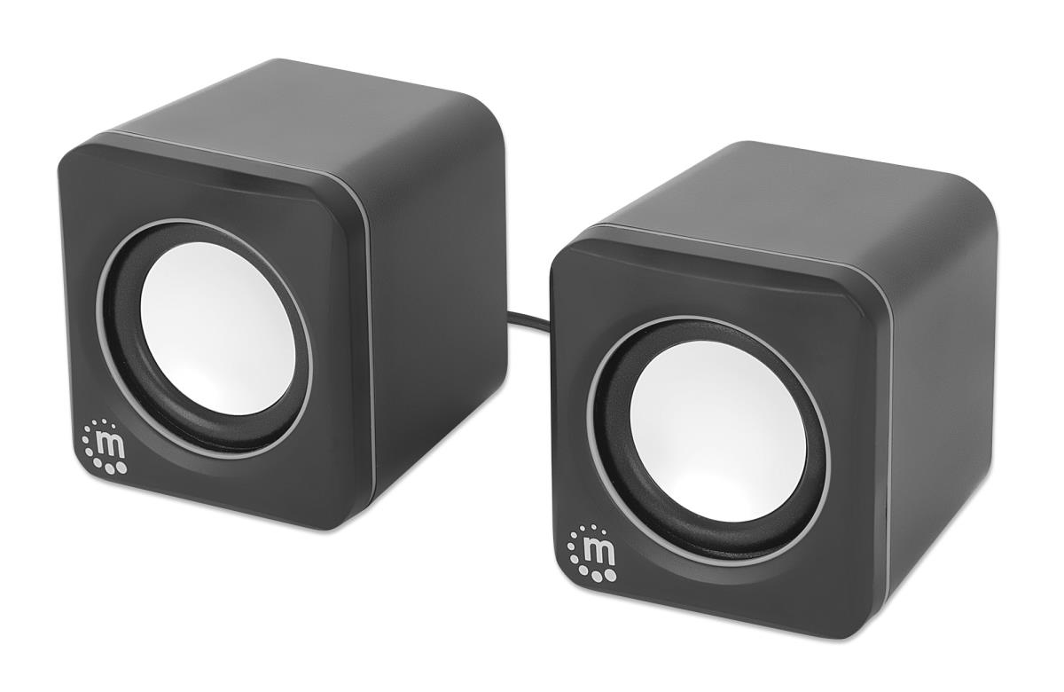 INTELLINET/MANHATTAN Stereo Computer Speakers - 2600 Series - USB - Black/Silver