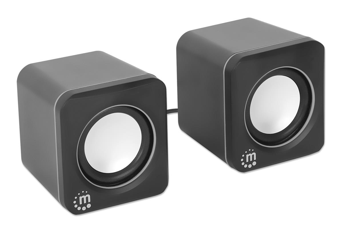 INTELLINET/MANHATTAN Stereo Computer Speakers - 2600 Series - USB - Black/Silver