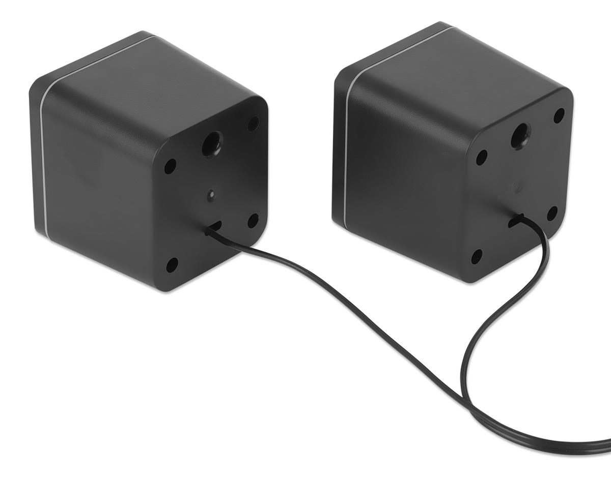 INTELLINET/MANHATTAN Stereo Computer Speakers - 2600 Series - USB - Black/Silver