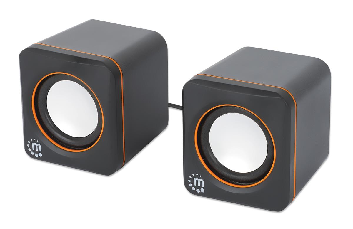 INTELLINET/MANHATTAN Stereo Computer Speakers - 2600 Series - USB - Black/Orange