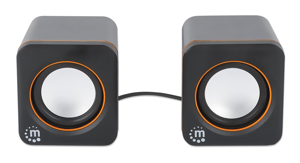 INTELLINET/MANHATTAN Stereo Computer Speakers - 2600 Series - USB - Black/Orange