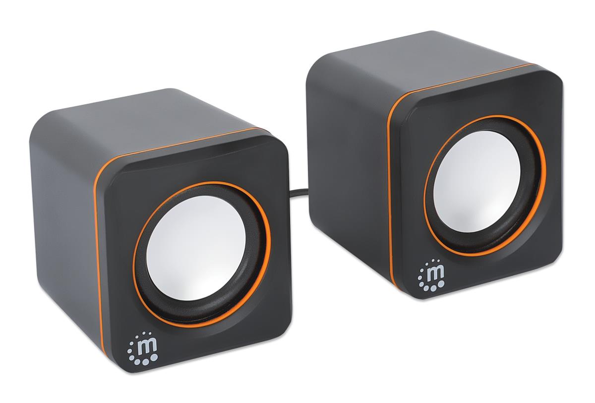INTELLINET/MANHATTAN Stereo Computer Speakers - 2600 Series - USB - Black/Orange