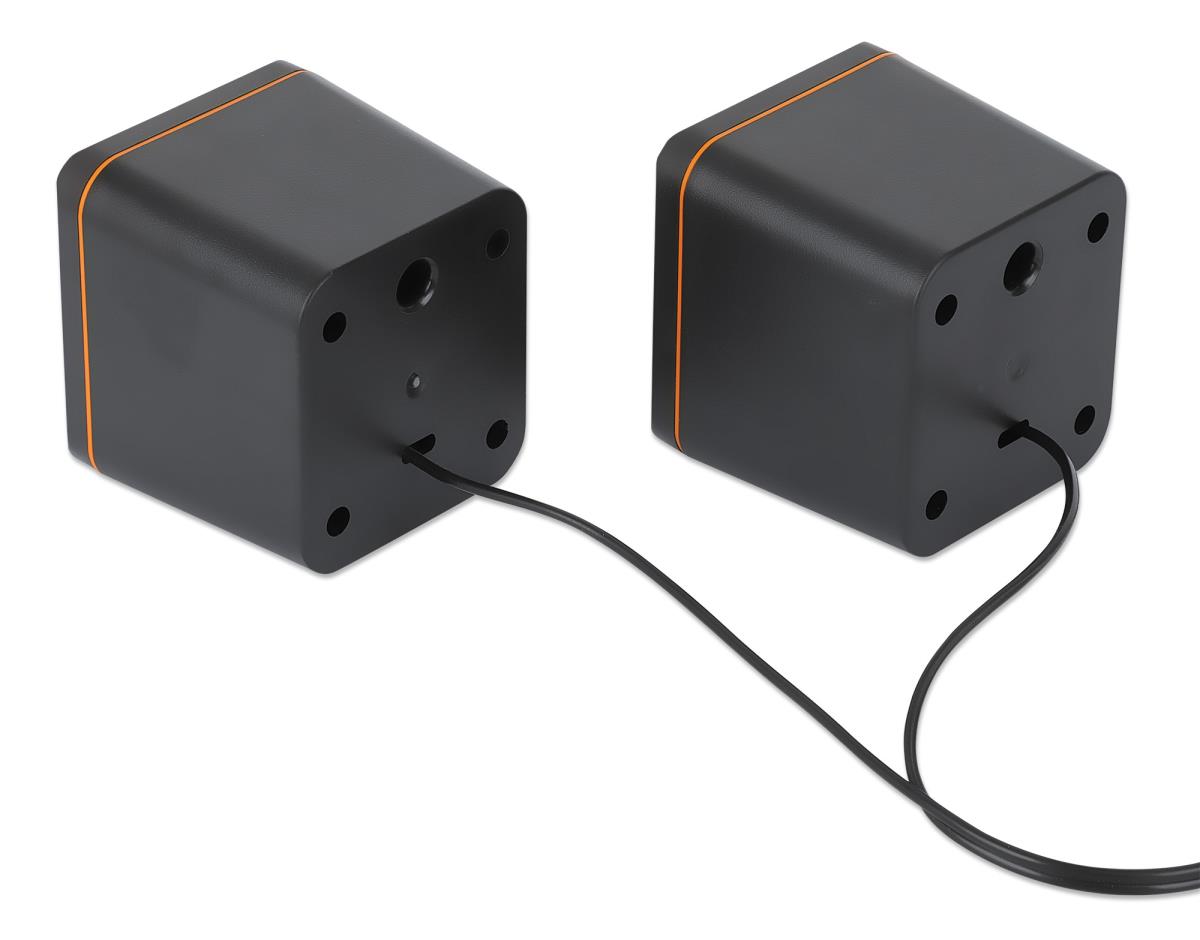INTELLINET/MANHATTAN Stereo Computer Speakers - 2600 Series - USB - Black/Orange
